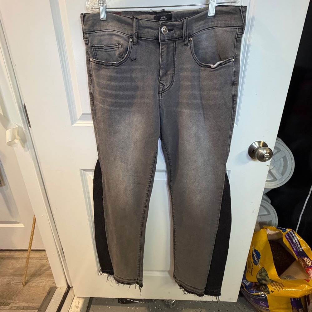 True Religion Mens Jeans Geno Relaxed Slim Gray Size 34 Flawed
